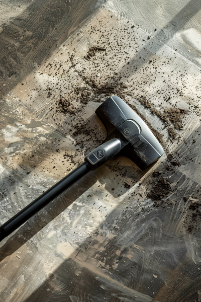 vacuum cleaning dirt on floor